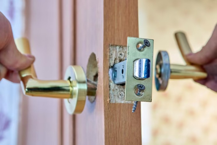 Locksmith is repairing faulty lever door in Golden, CO